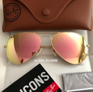 FREE SHIPPING RayBan Aviator RB3025 Copper Lens Gold Frame